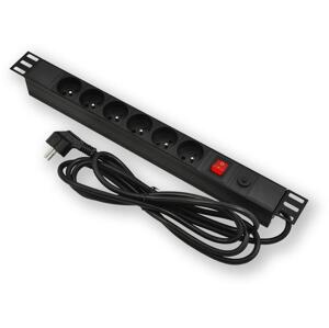 PD.0601.001 - 19" np. panel, 1U, 6 x 230 V, wyłącznik, bezpiecznik