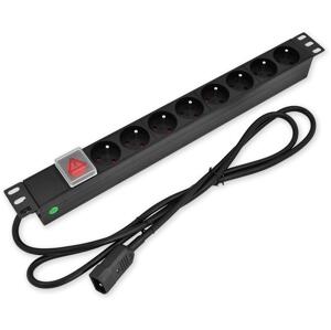 PD.0810.100 - 19" np panel, 1U, 8 x 230 V, wył, wtyk C14