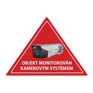 Odwrócona naklejka CCTV - czerwona naklejka ostrzegawcza CCTV, trójkątna, na szybie od wewnątrz