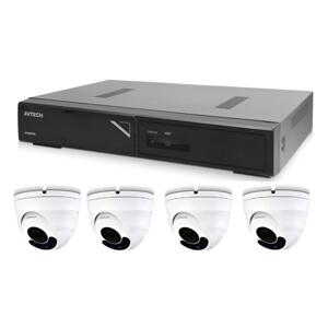 Zestaw kamer 1x AVTECH NVR AVH1104 i 4x kamera kopułkowa IP 5MPX AVTECH DGM5406ASE + 4x kabel UTP 1x RJ45 - 1x RJ45 Cat5e 15m!