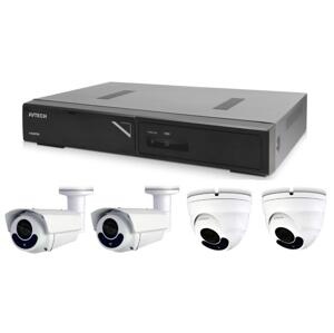 Zestaw kamer 1x AVTECH NVR AVH1104, 2x kamera kopułkowa IP 5MPX AVTECH DGM5406ASE i 2x kamera kulowa IP 5MPX AVTECH DGM5606 + 4x kabel UTP 1x RJ45 - 1x RJ45 Cat5e 15m!