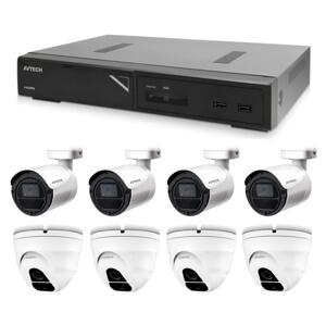 Zestaw kamer 1x AVTECH NVR AVH1109, 4x kamera 2MPX IP Bullet AVTECH DGM2103SV i 4x kamera kopułkowa IP 2MPX AVTECH DGM2203SVSE + 8x kabel UTP 1x RJ45 - 1x RJ45 Cat5e 15m!