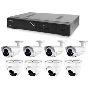 Zestaw kamer 1x AVTECH NVR AVH1109, 4x kamera IP 5MPX Bullet AVTECH DGM5606 i 4x kamera kopułkowa IP 2MPX AVTECH DGM5406ASE + 8x kabel UTP 1x RJ45 - 1x RJ45 Cat5e 15m!