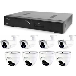 Zestaw kamer 1x AVTECH NVR AVH1109, 4x kamera kopułkowa 2MPX Motorzoom IP AVTECH DGM2443SVSE i 4x kamera 2MPX Motorzoom IP Bullet AVTECH DGM2643SV + 8x kabel UTP 1x RJ45 - 1x RJ45 Cat5e 15m!
