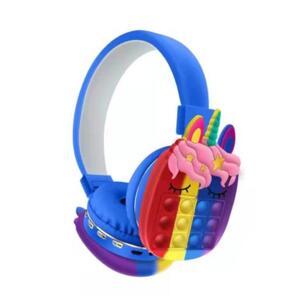 Oxe Bezprzewodowe słuchawki Bluetooth dla dzieci Pop It, jednorożec, niebieskie