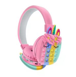 Oxe Bezprzewodowe słuchawki Bluetooth dla dzieci Pop It, jednorożec, różowy