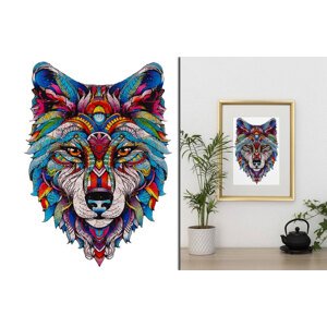 Drewniane puzzle wilk - 170 elementów - 38 x 27 cm