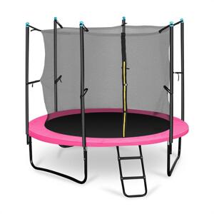 KLARFIT Rocketgirl 250 Trampolina 250cm Siatka bezpieczeństwa wewnątrz, szeroka drabinka, różowa