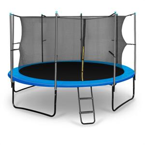 KLARFIT Rocketboy 366 Trampolina 366cm Siatka bezpieczeństwa wewnątrz, szeroka drabinka, niebieska