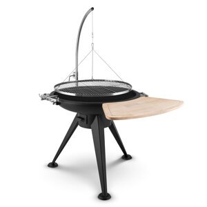 Blumfeldt Delion, wiszący grill obrotowy, misa paleniskowa, Ø 80 cm, długi stojak, napęd linowy, stal nierdzewna