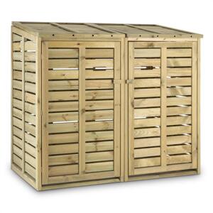 Waldbeck Ordnungshüter 2T, wiata na kosze odpadowe, 145 x 130 x 87 cm (szer. x wys. x gł.), 2 kosze, FSC sosna