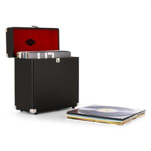 Auna Vinylbox, walizka na płyty winylowe, skórzana, 30 płyt winylowych, styl retro, kolor czarny
