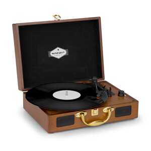 Nostalgy by auna Peggy Sue, retro gramofon, płyty, USB, AUX, drewnopodobny/złoty