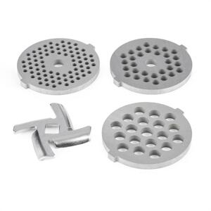 Klarstein Lucia, tarcze i noże, zestaw 4 szt., przystawka do mielenia mięsa do robotów kuchennych Lucia, 3-4,5-7 mm, INOX