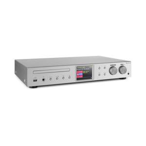 Auna iTuner CD, tuner Hi-Fi, radio internetowe/DAB+/FM, odtwarzacz CD, Wi-Fi, stereo, maks. 80 W, kolor srebrny