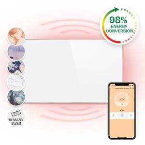 Klarstein Wonderwall Smart, panel grzewczy na podczerwień, grzejnik, 60 x 120 cm, 600 W, programator czasowy, IP24, biały