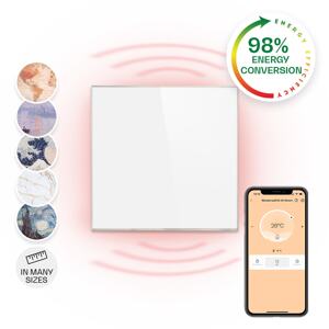 Klarstein Wonderwall Smart, panel grzewczy na podczerwień, grzejnik, 60 x 60 cm, 360 W, programator czasowy, IP24, biały