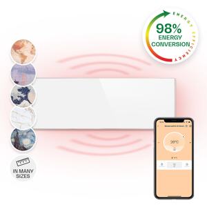 Klarstein Wonderwall Smart, panel grzewczy na podczerwień, grzejnik, 30 x 100 cm, 300 W, programator czasowy, IP24, biały