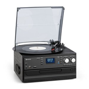 Auna Oakland DAB, zestaw stereo, retro, DAB+/FM, Bluetooth, winyle, CD, kasety