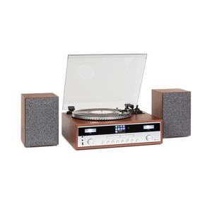 Auna Birmingham, wieża H-Fi, DAB+/FM, Bluetooth, płyty winylowe, CD, USB, wejście AUX, drewno
