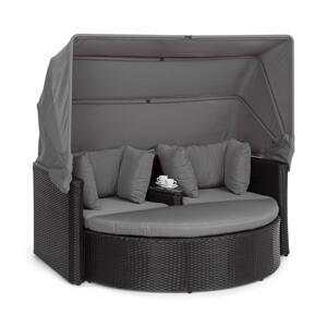 Blumfeldt Heartland, dwuosobowa sofa ze stołem, zadaszenie przed słońcem, szara