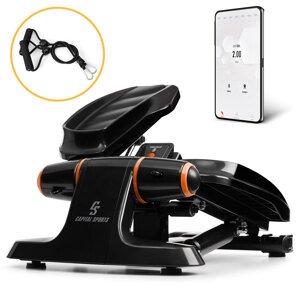 Capital Sports Galaxy Step, mini stepper, pedały wysokiej jakości, wyświetlacz LCD, aplikacja, pomarańczowy