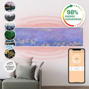 Klarstein Wonderwall Air Art Smart, panel grzewczy na podczerwień, grzejnik, 120 x 30 cm, 350 W, aplikacja