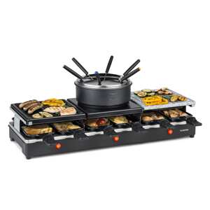 Klarstein Fonduelette XL, grill elektryczny, raclette i fondue, 3 w 1, kamień naturalny, 1650 W, 12 osób