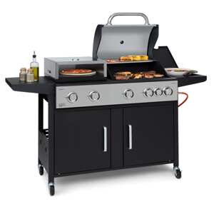 Klarstein Kingsville XL, grill uniwersalny, gazowy/węglowy, piec do pizzy, 20,5 kW, 5 + 1 palnik
