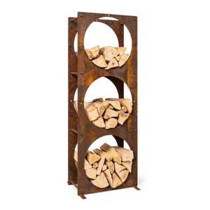 Blumfeldt Trio Circulo, stojak na drewno kominkowe, 55 x 160 x 30 cm, 3 mm stal, półka