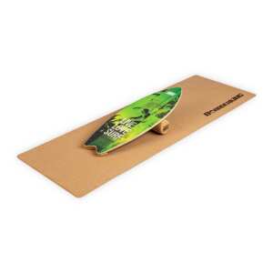 BoarderKING Indoorboard Wave, deska do balansowania + mata + wałek, drewno/korek