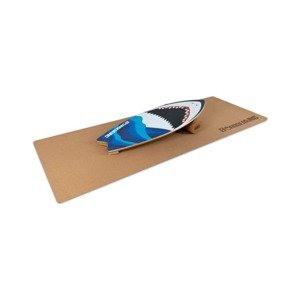 BoarderKING Indoorboard Wave, deska do balansowania + mata + wałek, drewno/korek