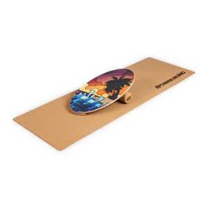 BoarderKING Indoorboard Allrounder, deska do balansowania + mata + wałek, drewno/korek, naturalna