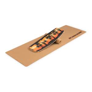 BoarderKING Indoorboard Curved, deska do balansowania + mata + wałek, drewno/korek