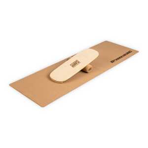 BoarderKING Indoorboard Flow, deska do balansowania, trickboard, z matą i wałkiem, drewno/korek