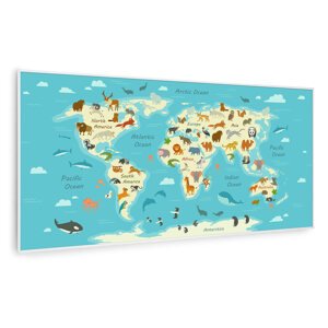Klarstein Wonderwall Air Art Smart, panel grzewczy na podczerwień, grzejnik, 120 x 60 cm, 700 W, mapa ze zwierzętami
