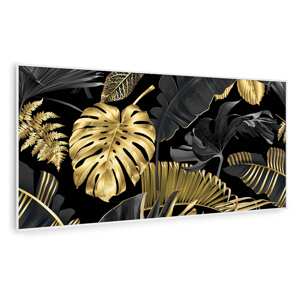 Klarstein Wonderwall Air Art Smart, panel grzewczy na podczerwień, grzejnik, 120 x 60 cm, 700 W, czarny liść