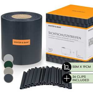 Blumfeldt Siatka cieniująca, ogrodzenie, PVC 450 g/m², klipsy, 50 x 19 cm