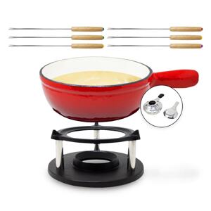 Klarstein Holsten, zestaw do fondue, podgrzewacz, palnik, 6 widelców, żeliwo, 1,5 l