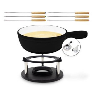 Klarstein Holsten, zestaw do fondue, podgrzewacz, palnik, 6 widelców, żeliwo, 1,5 l