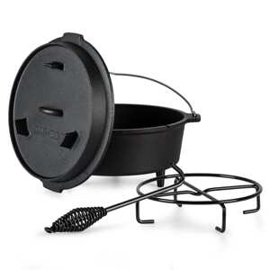 Klarstein Guernsey, garnek żeliwny, Premium, grill i BBQ, nóżki, rozmiar L/8 l
