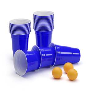 BeerCup Williams, niebieskie kubki do piwa z piłeczkami, 473 ml (16 oz), solidne, instrukcja