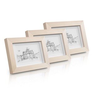 Casa Chic Edinburgh, ramka na zdjęcia, zestaw 3 sztuk, prostokątna, zdjęcia 14 x 9 cm, passe-partout, drewno