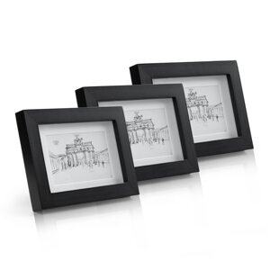 Casa Chic Brighton, ramka na zdjęcia, zestaw 3 sztuk, 10 x 15 cm, passe-partout, szkło, naturalne drewno