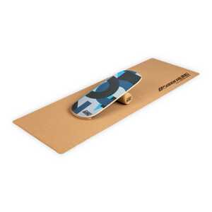 BoarderKING Indoorboard Flow, deska do balansowania, trickboard, z matą i wałkiem, drewno/korek