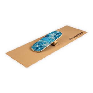 BoarderKING Indoorboard Flow, deska do balansowania, trickboard, z matą i wałkiem, drewno/korek