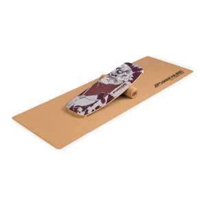BoarderKING Indoorboard Curved, deska do balansowania + mata + wałek, drewno/korek