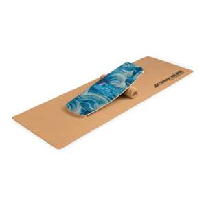 BoarderKING Indoorboard Curved, deska do balansowania + mata + wałek, drewno/korek