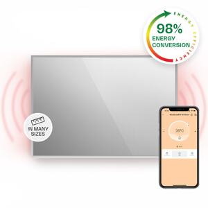 Klarstein La Palma 750 Smart, panel grzewczy na podczerwień 2 w 1, grzejnik, 85 x 60 cm, 750 W, lustrzany front