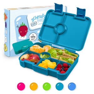 Klarstein schmatzfatz Lite, śniadaniówka, lunchbox, 6 przegródek, 20,8 x 4,5 x 15 cm, nie zawiera BPA, Tritan